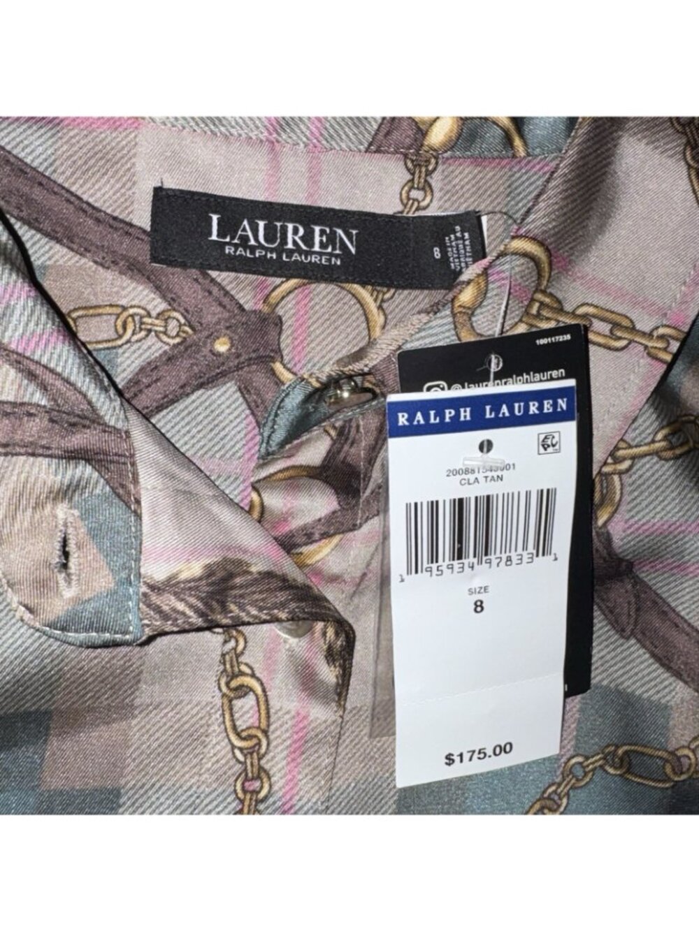 Lauren Ralph Lauren Women's Brown Plaid Twill Equestrian Shirtdress Size 8 - Picture 5 of 12